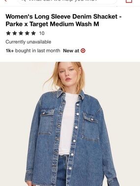 PARKE × Target  Women's Long Sleeve Denim Shacket - Medium Wash